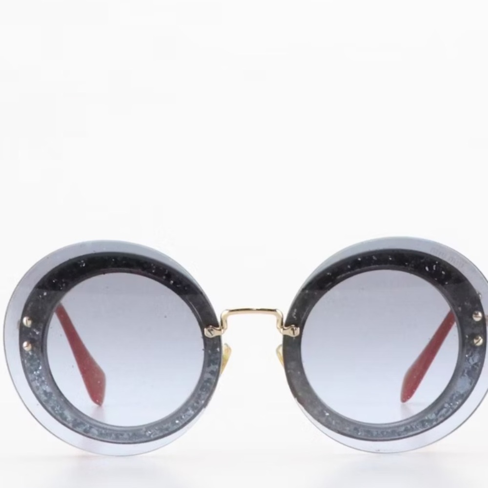 Miu Miu SMU 10R UES-4R2 Blue and Red Round Rimless Sunglasses